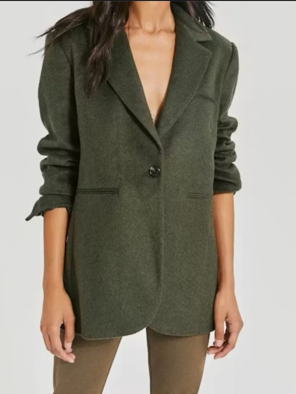 Olive green wool-blend blazer from the brand Something Navy. Size XS.